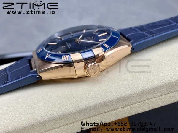 OMEGA Constellation Black Ceramic RG VSF 1:1 Best Edition Blue Dial on Blue Gummy Strap A8900 Super Clone - Super Clone Watch | 1:1 Best Version