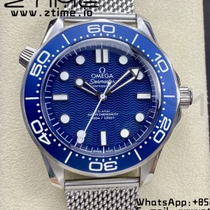OMEGA Seamaster 300 James Bond 60th Anniversary SS VSF 1:1 Best Edition Blue Dial on SS Mesh Bracelet A8806 - Super Clone Watch | 1:1 Best Version