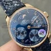 IWC ポルトギーゼ・パーペチュアル・カレンダー IW503312 RG APSF 1:1 ベスト・エディション ブルーダイアル ブルーウィーブン・レザーストラップ A52610 クローン - スーパークローン時計｜1:1 ベスト・バージョン