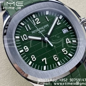 PATEK PHILIPPE Aquanaut 5168G 42mm SS 3KF 1:1 Best Edition Green Dial on Green Rubber Strap A324 Super Clone V2 （New Deployant Clasp） - Super Clone Watch | 1:1 Best Version