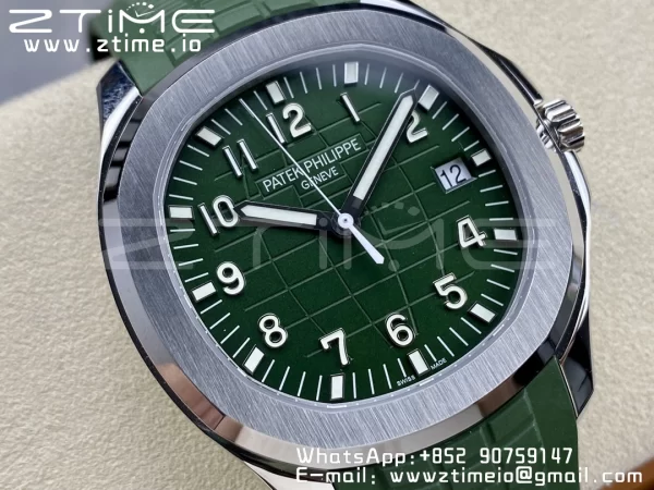 PATEK PHILIPPE Aquanaut 5168G 42mm SS 3KF 1:1 Best Edition Green Dial on Green Rubber Strap A324 Super Clone V2 （New Deployant Clasp） - Super Clone Watch | 1:1 Best Version