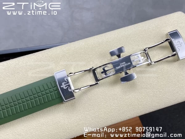 PATEK PHILIPPE Aquanaut 5168G 42mm SS 3KF 1:1 Best Edition Green Dial on Green Rubber Strap A324 Super Clone V2 （New Deployant Clasp） - Super Clone Watch | 1:1 Best Version