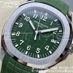 PATEK PHILIPPE Aquanaut 5168G 42mm SS 3KF 1:1 Best Edition Green Dial on Green Rubber Strap A324 Super Clone V2 （New Deployant Clasp） - Super Clone Watch | 1:1 Best Version