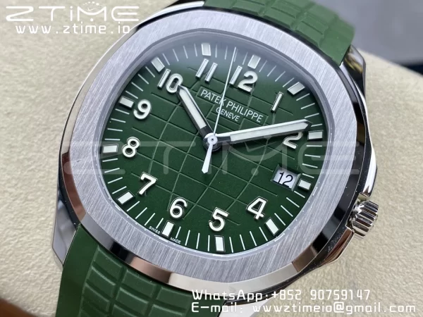 PATEK PHILIPPE Aquanaut 5168G 42mm SS 3KF 1:1 Best Edition Green Dial on Green Rubber Strap A324 Super Clone V2 （New Deployant Clasp） - Super Clone Watch | 1:1 Best Version
