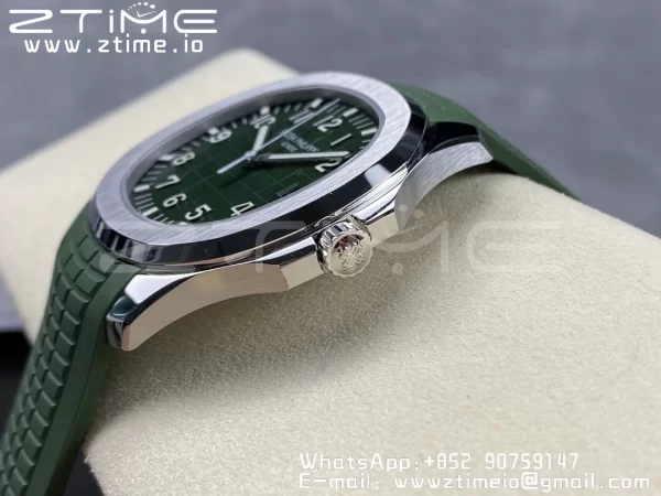 PATEK PHILIPPE Aquanaut 5168G 42mm SS 3KF 1:1 Best Edition Green Dial on Green Rubber Strap A324 Super Clone V2 （New Deployant Clasp） - Super Clone Watch | 1:1 Best Version