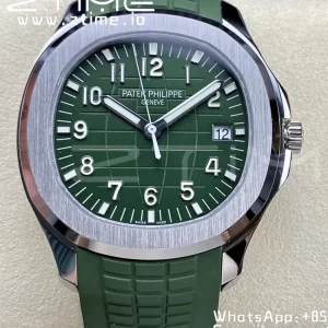 PATEK PHILIPPE Aquanaut 5168G 42mm SS 3KF 1:1 Best Edition Green Dial on Green Rubber Strap A324 Super Clone V2 （New Deployant Clasp） - Super Clone Watch | 1:1 Best Version