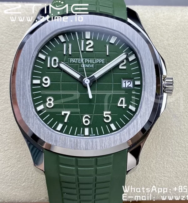 PATEK PHILIPPE Aquanaut 5168G 42mm SS 3KF 1:1 Best Edition Green Dial on Green Rubber Strap A324 Super Clone V2 （New Deployant Clasp） - Super Clone Watch | 1:1 Best Version