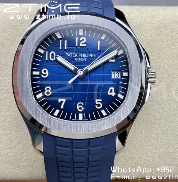 PATEK PHILIPPE Aquanaut 5168G 42mm SS 3KF 1:1 Best Edition Blue Dial on Green Rubber Strap A324 Super Clone V2（New Deployant Clasp） - Super Clone Watch | 1:1 Best Version