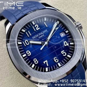 PATEK PHILIPPE Aquanaut 5168G 42mm SS 3KF 1:1 Best Edition Blue Dial on Green Rubber Strap A324 Super Clone V2（New Deployant Clasp） - Super Clone Watch | 1:1 Best Version