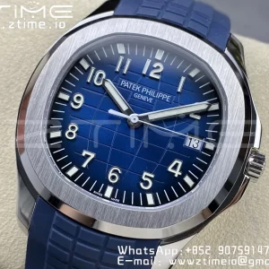 PATEK PHILIPPE Aquanaut 5168G 42mm SS 3KF 1:1 Best Edition Blue Dial on Green Rubber Strap A324 Super Clone V2（New Deployant Clasp） - Super Clone Watch | 1:1 Best Version