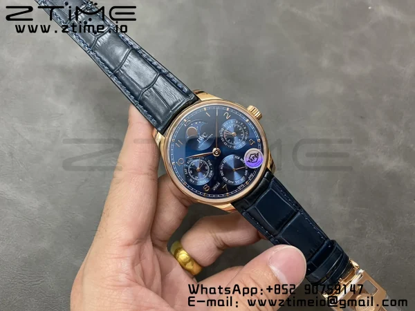IWC Portugieser Calendario Perpetuo IW503312 RG APSF 1:1 Mejor Edición Esfera Azul con Correa de Piel Azul A52610 Clon - Super Clone Watch | 1:1 Mejor Versión