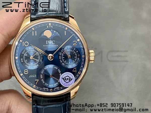 IWC Portugieser Calendario Perpetuo IW503312 RG APSF 1:1 Mejor Edición Esfera Azul con Correa de Piel Azul A52610 Clon - Super Clone Watch | 1:1 Mejor Versión