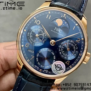 IWC Portugieser Calendario Perpetuo IW503312 RG APSF 1:1 Mejor Edición Esfera Azul con Correa de Piel Azul A52610 Clon - Super Clone Watch | 1:1 Mejor Versión