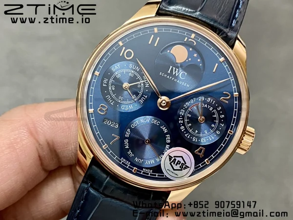 IWC Portugieser Calendario Perpetuo IW503312 RG APSF 1:1 Mejor Edición Esfera Azul con Correa de Piel Azul A52610 Clon - Super Clone Watch | 1:1 Mejor Versión