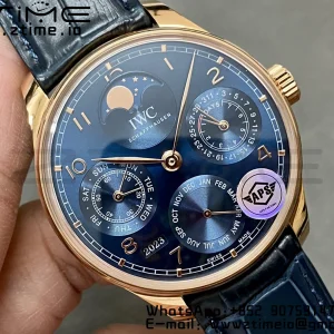 IWC Portugieser Perpetual Calendar IW503312 RG APSF 1:1 Best Edition Blue Dial on Blue Leather Strap A52610 Clone - Super Clone Watch | 1:1 Best Version