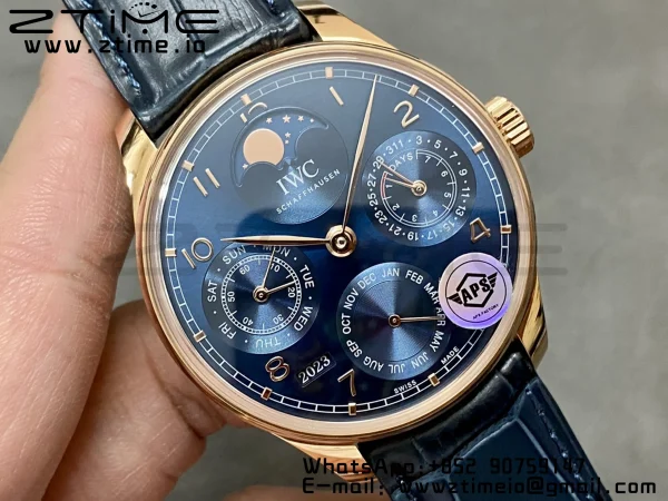 IWC Portugieser Calendario Perpetuo IW503312 RG APSF 1:1 Mejor Edición Esfera Azul con Correa de Piel Azul A52610 Clon - Super Clone Watch | 1:1 Mejor Versión