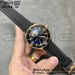Blancpain Fifty Fathoms Tourbillon RG Real PR JBF Best Edition Black Dial on Black Nylon Strap (Free Extra Strap) - Super Clone Watch | 1:1 Best Version