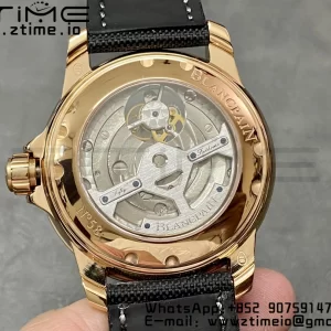 Blancpain Fifty Fathoms Tourbillon RG Real PR JBF Best Edition Black Dial on Black Nylon Strap (Free Extra Strap) - Super Clone Watch | 1:1 Best Version