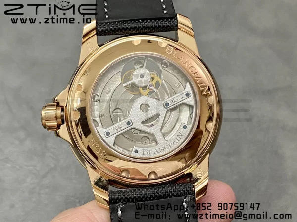Blancpain Fifty Fathoms Tourbillon RG Real PR JBF Best Edition Black Dial on Black Nylon Strap (Free Extra Strap) - Super Clone Watch | 1:1 Best Version