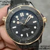 OMEGA Seamaster Diver 300M 43.5mm VSF 1:1 Best Edition Keramické pouzdro Černý číselník RG Marker na černém gumovém řemínku A8806 - Super klon hodinek | 1:1 Best Version