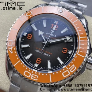 OMEGA  Seamaster 6000M Ultra Deep SS VSF 1:1 Best Edition Brown Dial Orange Bezel on SS Bracelet A8912 Super Clone - Super Clone Watch | 1:1 Best Version