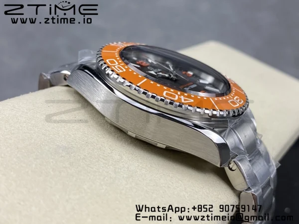 OMEGA  Seamaster 6000M Ultra Deep SS VSF 1:1 Best Edition Brown Dial Orange Bezel on SS Bracelet A8912 Super Clone - Super Clone Watch | 1:1 Best Version