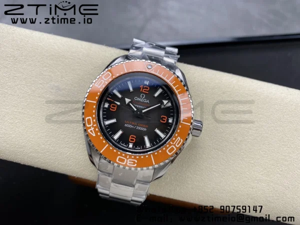 OMEGA  Seamaster 6000M Ultra Deep SS VSF 1:1 Best Edition Brown Dial Orange Bezel on SS Bracelet A8912 Super Clone - Super Clone Watch | 1:1 Best Version