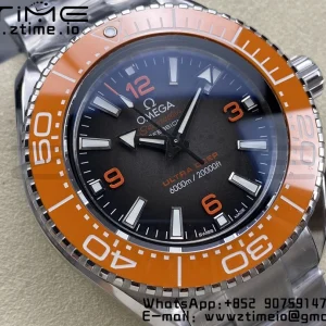 OMEGA  Seamaster 6000M Ultra Deep SS VSF 1:1 Best Edition Brown Dial Orange Bezel on SS Bracelet A8912 Super Clone - Super Clone Watch | 1:1 Best Version