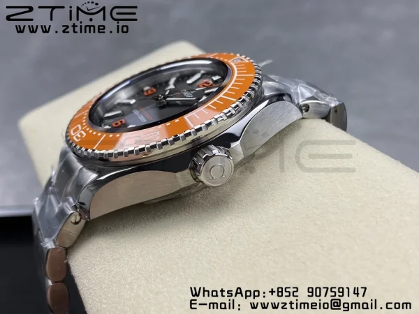 OMEGA  Seamaster 6000M Ultra Deep SS VSF 1:1 Best Edition Brown Dial Orange Bezel on SS Bracelet A8912 Super Clone - Super Clone Watch | 1:1 Best Version