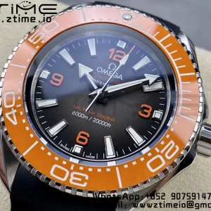 OMEGA  Seamaster 6000M Ultra Deep SS VSF 1:1 Best Edition Brown Dial Orange Bezel on Gray Nylon Strap A8912 Super Clone - Super Clone Watch | 1:1 Best Version