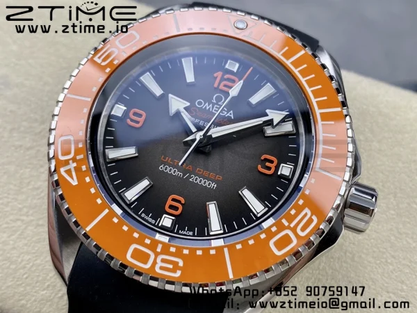 OMEGA  Seamaster 6000M Ultra Deep SS VSF 1:1 Best Edition Brown Dial Orange Bezel on Gray Nylon Strap A8912 Super Clone - Super Clone Watch | 1:1 Best Version