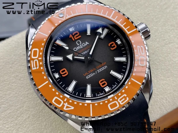 OMEGA  Seamaster 6000M Ultra Deep SS VSF 1:1 Best Edition Brown Dial Orange Bezel on Gray Nylon Strap A8912 Super Clone - Super Clone Watch | 1:1 Best Version