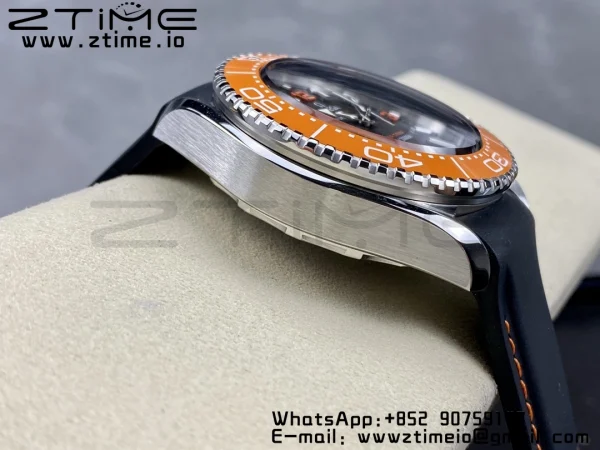 OMEGA  Seamaster 6000M Ultra Deep SS VSF 1:1 Best Edition Brown Dial Orange Bezel on Gray Nylon Strap A8912 Super Clone - Super Clone Watch | 1:1 Best Version