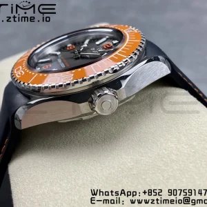OMEGA  Seamaster 6000M Ultra Deep SS VSF 1:1 Best Edition Brown Dial Orange Bezel on Gray Nylon Strap A8912 Super Clone - Super Clone Watch | 1:1 Best Version
