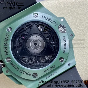 HUBLOT Big Bang Sang Bleu 418.GX.5207.RX.MXM22 Green Ceramic BBF Best Edition GreenDial on GreenRubber Strap A1240 - Super Clone Watch | 1:1 Best Version