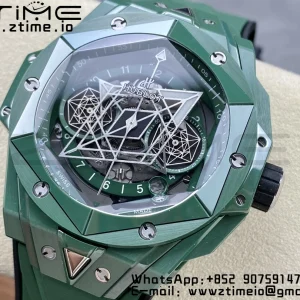 HUBLOT Big Bang Sang Bleu 418.GX.5207.RX.MXM22 Green Ceramic BBF Best Edition GreenDial on GreenRubber Strap A1240 - Super Clone Watch | 1:1 Best Version