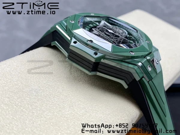 HUBLOT Big Bang Sang Bleu 418.GX.5207.RX.MXM22 Green Ceramic BBF Best Edition GreenDial on GreenRubber Strap A1240 - Super Clone Watch | 1:1 Best Version