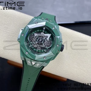 HUBLOT Big Bang Sang Bleu 418.GX.5207.RX.MXM22 Green Ceramic BBF Best Edition GreenDial on GreenRubber Strap A1240 - Super Clone Watch | 1:1 Best Version
