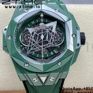 HUBLOT Big Bang Sang Bleu 418.GX.5207.RX.MXM22 Green Ceramic BBF Best Edition GreenDial on GreenRubber Strap A1240 - Super Clone Watch | 1:1 Best Version