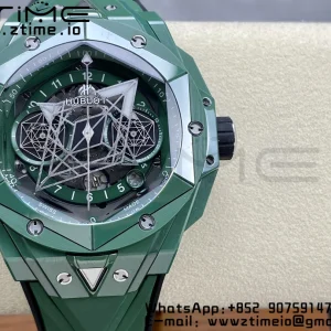 HUBLOT Big Bang Sang Bleu 418.GX.5207.RX.MXM22 Green Ceramic BBF Best Edition GreenDial on GreenRubber Strap A1240 - Super Clone Watch | 1:1 Best Version