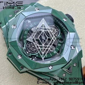 HUBLOT Big Bang Sang Bleu 418.GX.5207.RX.MXM22 Green Ceramic BBF Best Edition GreenDial on GreenRubber Strap A1240 - Super Clone Watch | 1:1 Best Version