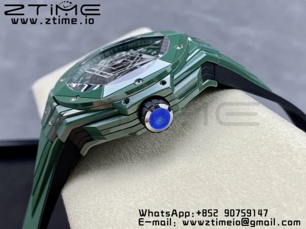 HUBLOT Big Bang Sang Bleu 418.GX.5207.RX.MXM22 Green Ceramic BBF Best Edition GreenDial on GreenRubber Strap A1240 - Super Clone Watch | 1:1 Best Version