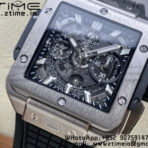 HUBLOT Square Bang Unico 42mm 821.NX.0170.RX Titan BBF 1:1 Best Edition Skelett Zifferblatt auf schwarzem Kautschukband A1280 - Super Clone Watch | 1:1 Best Version