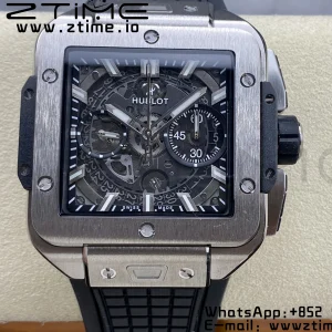 HUBLOT Square Bang Unico 42mm 821.NX.0170.RX Titanium BBF 1:1 Best Edition Skeleton Dial on Black Rubber Strap A1280 - Super Clone Watch | 1:1 Best Version