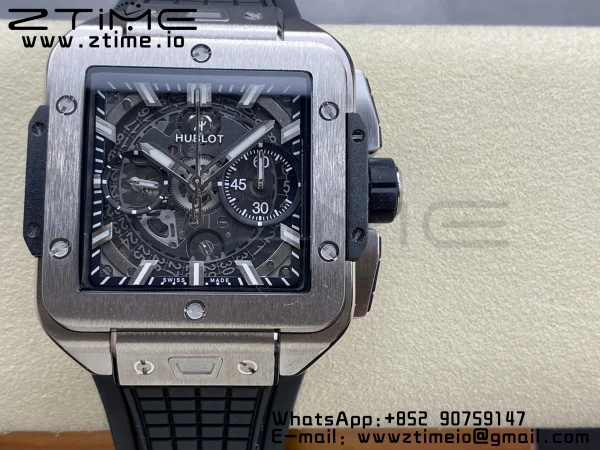 HUBLOT Square Bang Unico 42mm 821.NX.0170.RX Titan BBF 1:1 Best Edition Skelett Zifferblatt auf schwarzem Kautschukband A1280 - Super Clone Watch | 1:1 Best Version