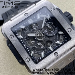 HUBLOT Square Bang Unico 42mm 821.NX.0170.RX Titan BBF 1:1 Best Edition Skelett Zifferblatt auf schwarzem Kautschukband A1280 - Super Clone Watch | 1:1 Best Version
