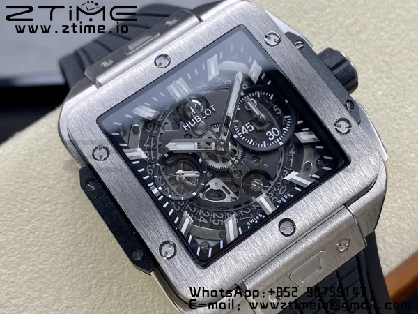 HUBLOT Square Bang Unico 42mm 821.NX.0170.RX Titan BBF 1:1 Best Edition Skelett Zifferblatt auf schwarzem Kautschukband A1280 - Super Clone Watch | 1:1 Best Version