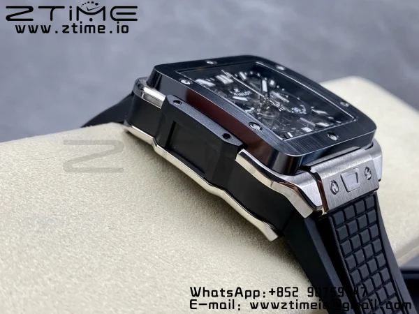 HUBLOT Square Bang Unico 42mm 821.NM.0170.RX Titanium BBF 1:1 Best Edition Skeleton Dial Ceramic Bezel on Black Rubber Strap A1280 - Super Clone Watch | 1:1 Best Version