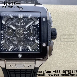 HUBLOT Square Bang Unico 42mm 821.NM.0170.RX Titanium BBF 1:1 Best Edition Skeleton Dial Ceramic Bezel on Black Rubber Strap A1280 - Super Clone Watch | 1:1 Best Version