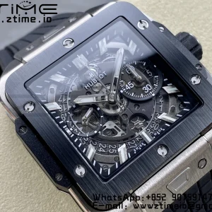 HUBLOT Square Bang Unico 42mm 821.NM.0170.RX Titanium BBF 1:1 Best Edition Skeleton Dial Ceramic Bezel on Black Rubber Strap A1280 - Super Clone Watch | 1:1 Best Version
